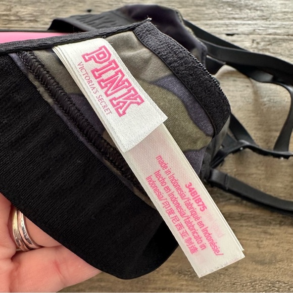 Victorias Secret 34 B Wear Everywhere Push Up Bra Front Close Camo Print Strappy - Picture 3 of 5